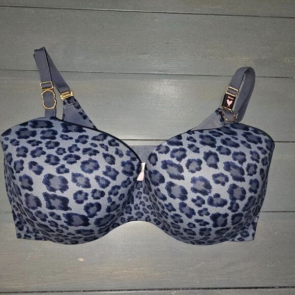 Victoria's Secret Women Blue Incredible Leopard Print Underwired Bra Size 34 DDD - Picture 1 of 11